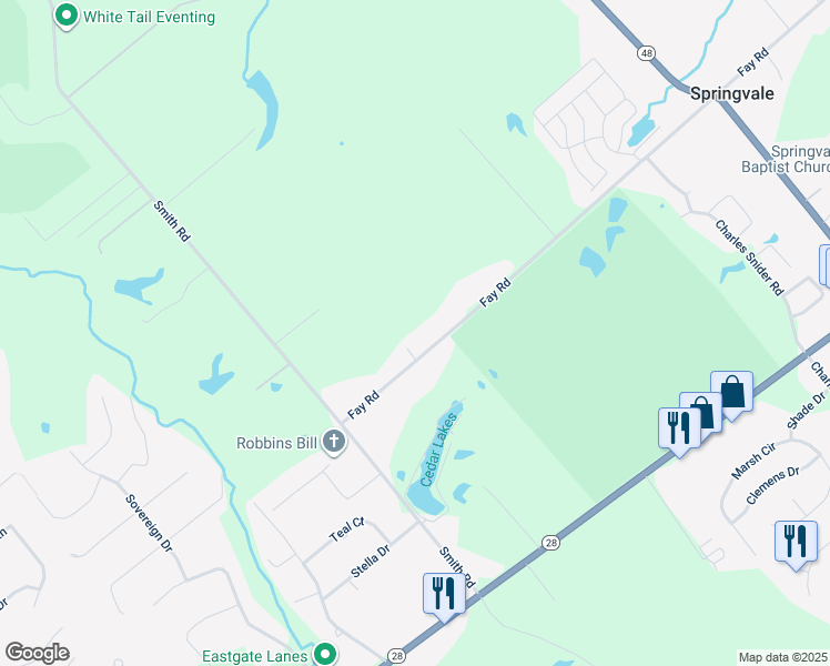 map of restaurants, bars, coffee shops, grocery stores, and more near 1390 Fay Road in Loveland