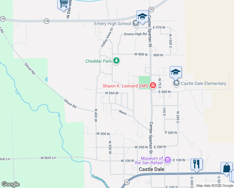 map of restaurants, bars, coffee shops, grocery stores, and more near 425 Esquire Parkway in Castle Dale