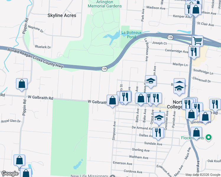 map of restaurants, bars, coffee shops, grocery stores, and more near 6929 Lois Drive in Cincinnati
