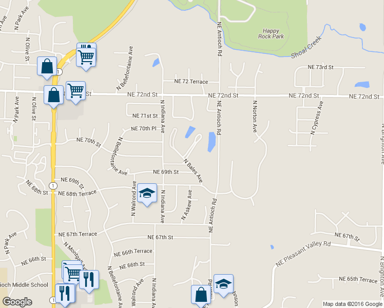 map of restaurants, bars, coffee shops, grocery stores, and more near 7013 N Askew Ave in Gladstone