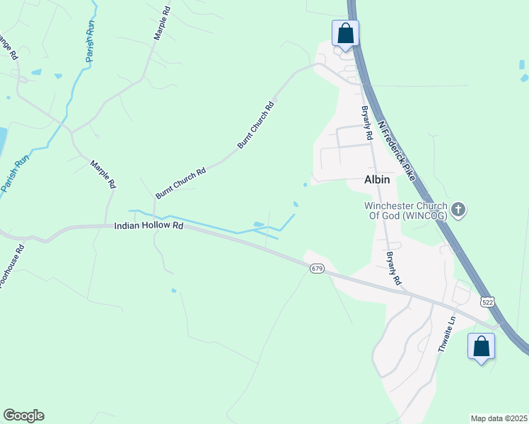 map of restaurants, bars, coffee shops, grocery stores, and more near 510 Indian Hollow Road in Winchester