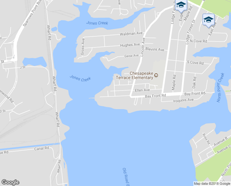 map of restaurants, bars, coffee shops, grocery stores, and more near 2107 Alma Avenue in Sparrows Point