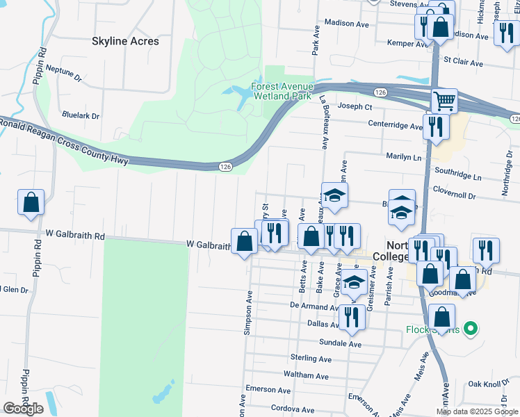 map of restaurants, bars, coffee shops, grocery stores, and more near 6953 Mulberry Street in Cincinnati
