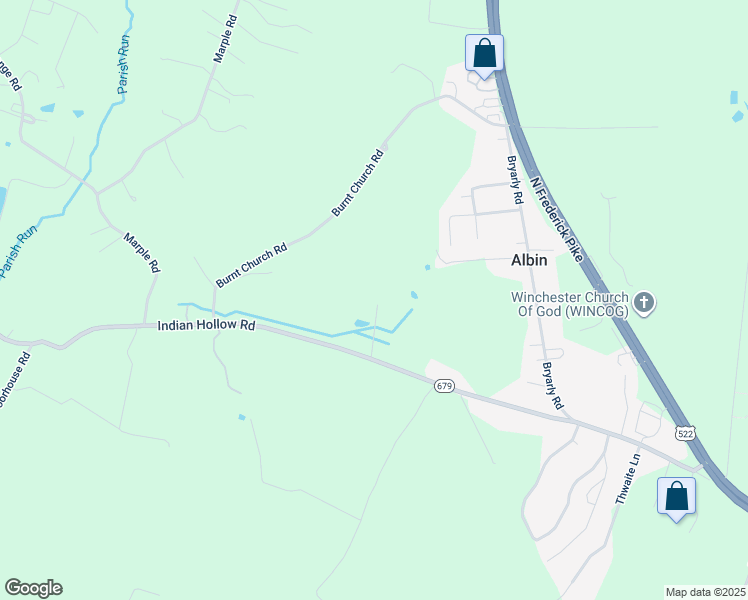 map of restaurants, bars, coffee shops, grocery stores, and more near 510 Indian Hollow Road in Winchester
