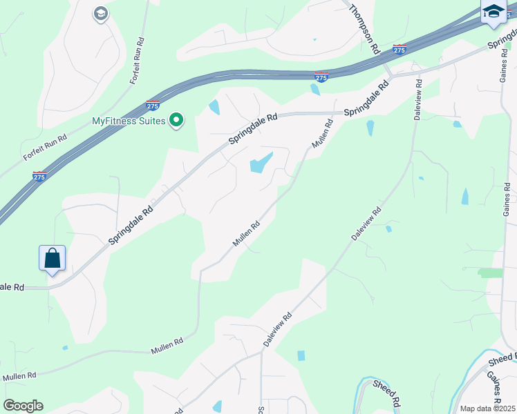 map of restaurants, bars, coffee shops, grocery stores, and more near 6280 Mullen Road in Cincinnati