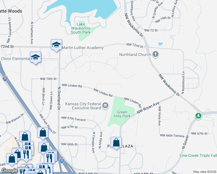 map of restaurants, bars, coffee shops, grocery stores, and more near 4517 Northwest Gleason Road in Kansas City