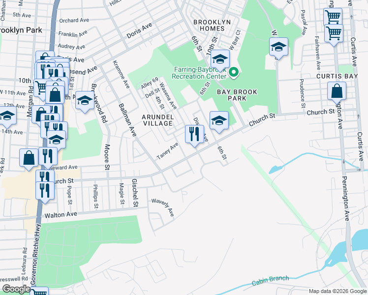 map of restaurants, bars, coffee shops, grocery stores, and more near 5521 Patrick Henry Drive in Brooklyn Park