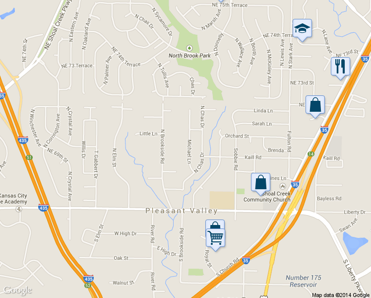 map of restaurants, bars, coffee shops, grocery stores, and more near 7002 Michael Lane in Pleasant Valley