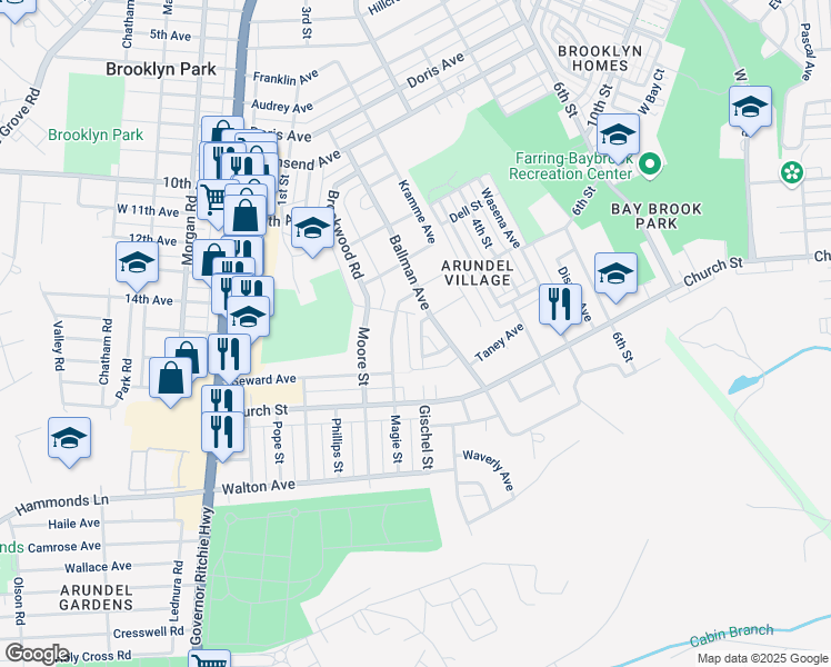 map of restaurants, bars, coffee shops, grocery stores, and more near 454 Seward Avenue in Baltimore