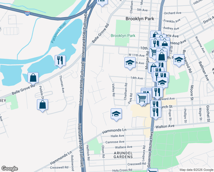 map of restaurants, bars, coffee shops, grocery stores, and more near 300 Moonlight Court in Brooklyn Park