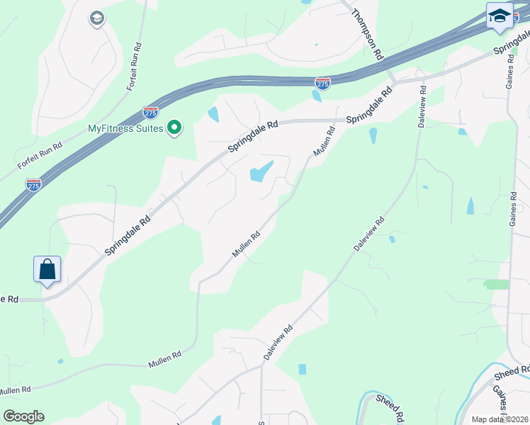 map of restaurants, bars, coffee shops, grocery stores, and more near 6280 Mullen Road in Cincinnati