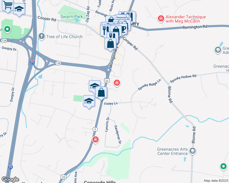 map of restaurants, bars, coffee shops, grocery stores, and more near 9054 Montgomery Road in Cincinnati