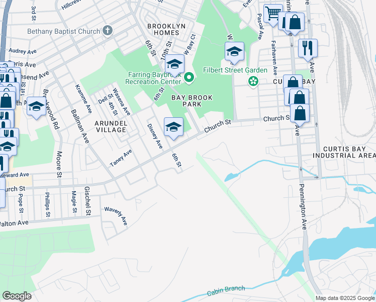 map of restaurants, bars, coffee shops, grocery stores, and more near 917 Church Street in Brooklyn Park