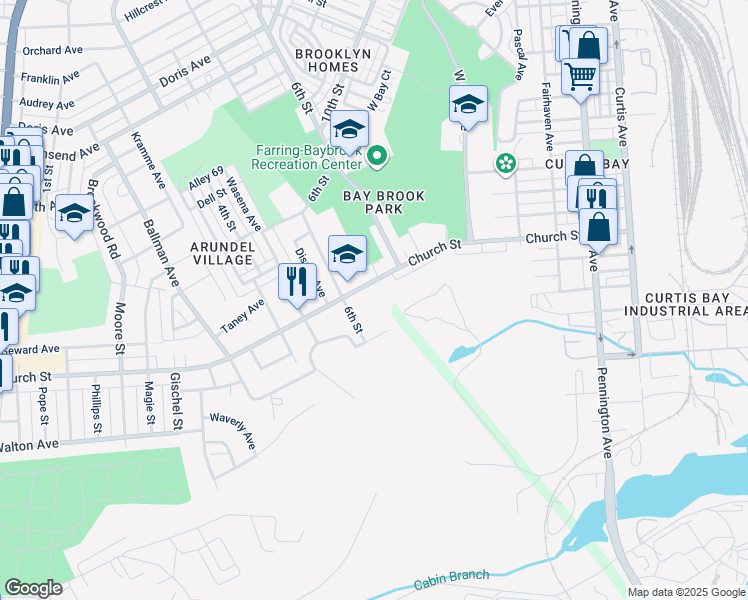 map of restaurants, bars, coffee shops, grocery stores, and more near 917 Church Street in Brooklyn