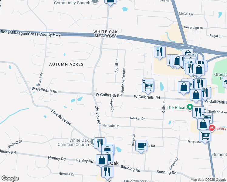 map of restaurants, bars, coffee shops, grocery stores, and more near 3516 Galbraith Road in Cincinnati