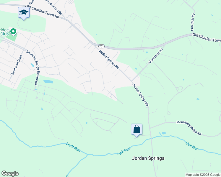 map of restaurants, bars, coffee shops, grocery stores, and more near 107 Fading Star Court in Stephenson