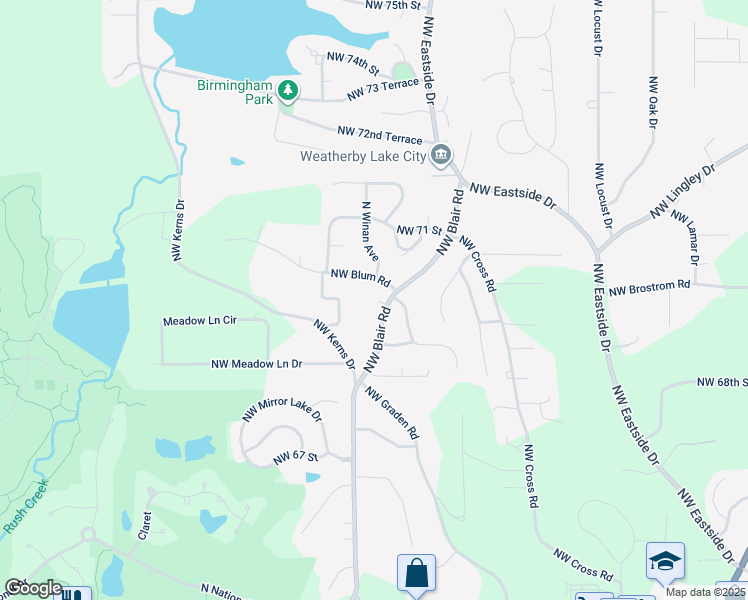 map of restaurants, bars, coffee shops, grocery stores, and more near 6903 Northwest Blair Road in Kansas City
