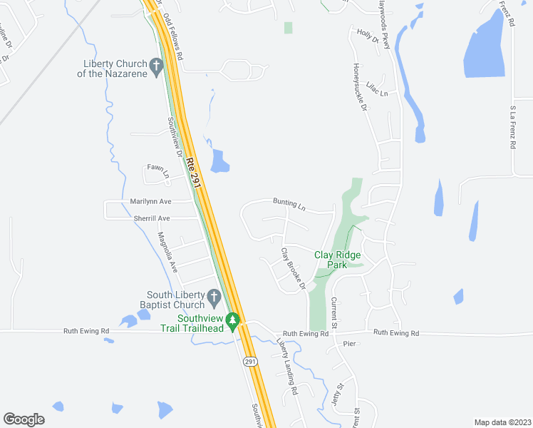 map of restaurants, bars, coffee shops, grocery stores, and more near 922 Swallow Circle in Liberty