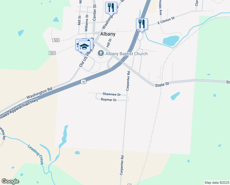 map of restaurants, bars, coffee shops, grocery stores, and more near 5432 Raymar Drive in Albany