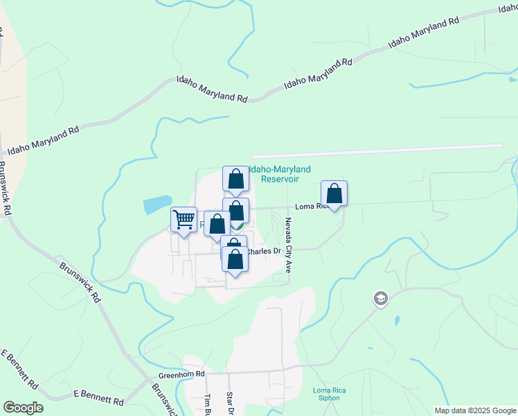 map of restaurants, bars, coffee shops, grocery stores, and more near 12550 Loma Rica Drive in Grass Valley