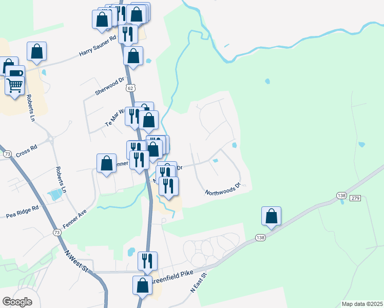 map of restaurants, bars, coffee shops, grocery stores, and more near 115 Northcourt Drive in Hillsboro