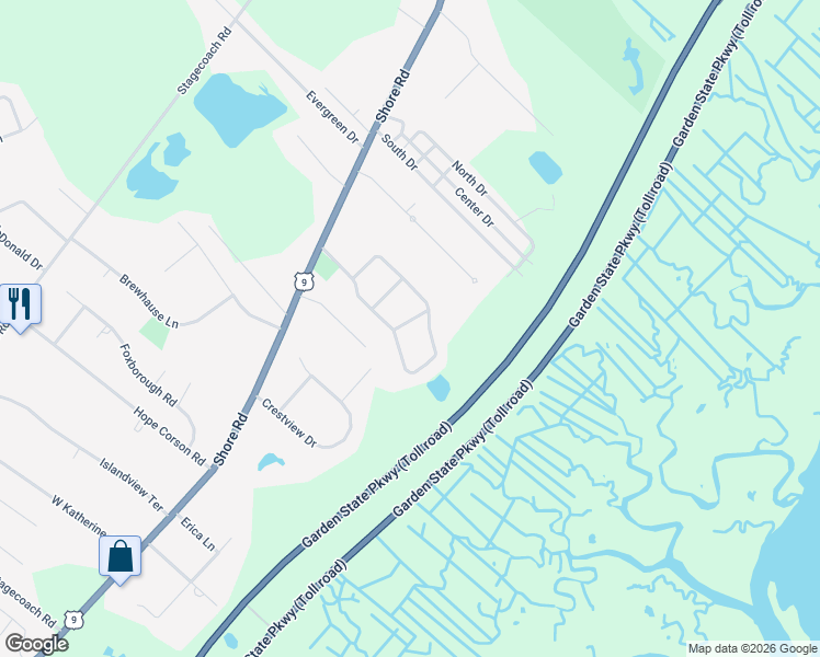 map of restaurants, bars, coffee shops, grocery stores, and more near 1731 U.S. 9 in Ocean View