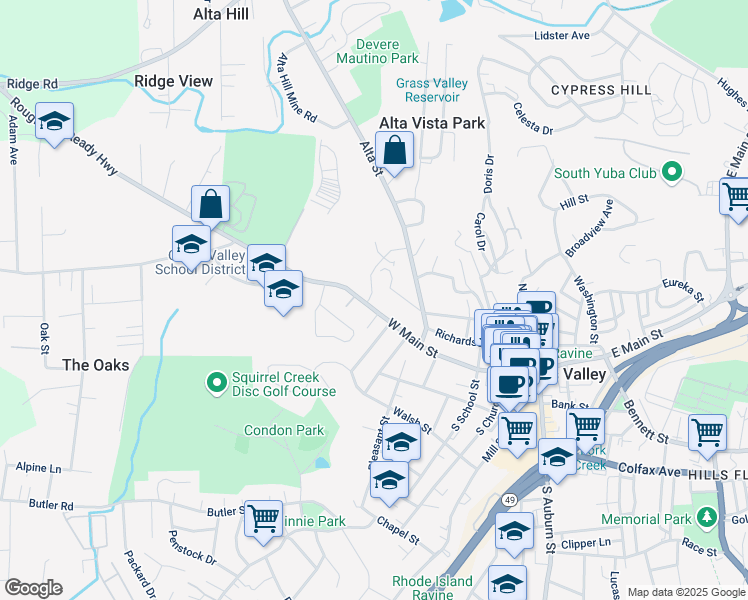 map of restaurants, bars, coffee shops, grocery stores, and more near 826 West Main Street in Grass Valley