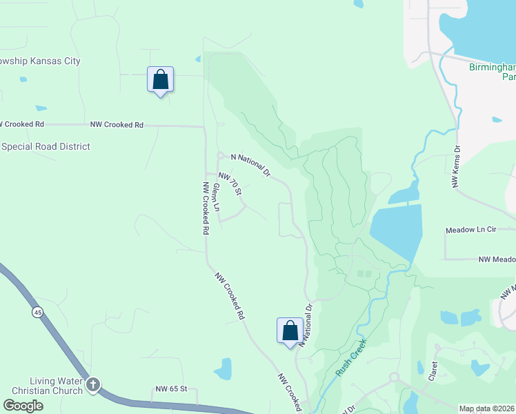 map of restaurants, bars, coffee shops, grocery stores, and more near 12028 Northwest 70 Street in Kansas City