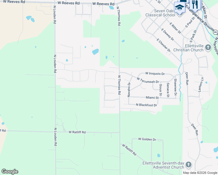 map of restaurants, bars, coffee shops, grocery stores, and more near 7236 West Prominence Point in Bloomington