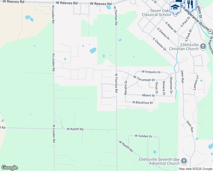 map of restaurants, bars, coffee shops, grocery stores, and more near 7236 West Prominence Point in Bloomington