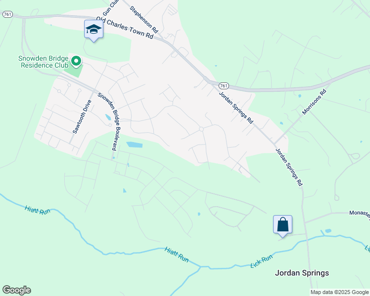 map of restaurants, bars, coffee shops, grocery stores, and more near 126 Gristmill Court in Stephenson