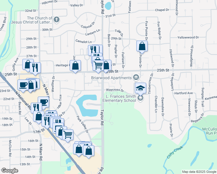 map of restaurants, bars, coffee shops, grocery stores, and more near 2348 Applegate Drive in Columbus
