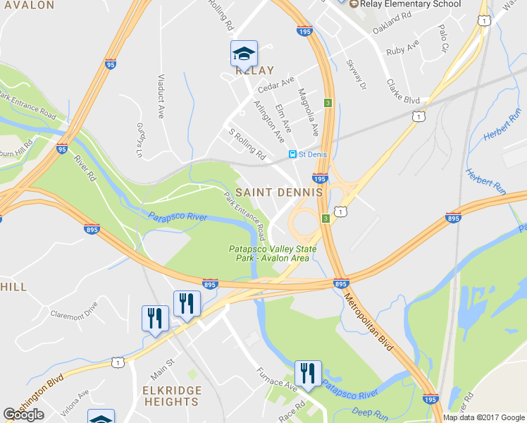 map of restaurants, bars, coffee shops, grocery stores, and more near 1819 Sutton Avenue in Halethorpe