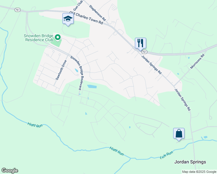 map of restaurants, bars, coffee shops, grocery stores, and more near 133 Farmhouse Court in Stephenson