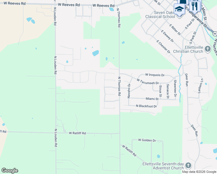 map of restaurants, bars, coffee shops, grocery stores, and more near 7236 West Prominence Point in Bloomington