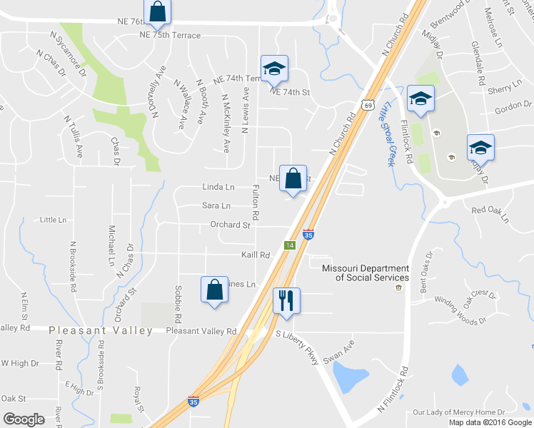 map of restaurants, bars, coffee shops, grocery stores, and more near 7103 Fulton Road in Pleasant Valley
