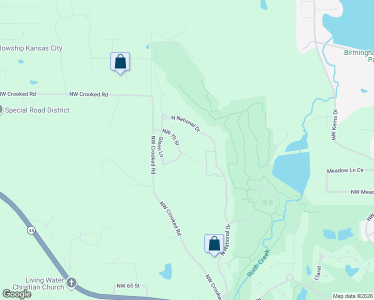 map of restaurants, bars, coffee shops, grocery stores, and more near 12028 Northwest 70 Street in Kansas City