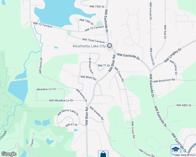 map of restaurants, bars, coffee shops, grocery stores, and more near 9806 Northwest Blum Road in Kansas City