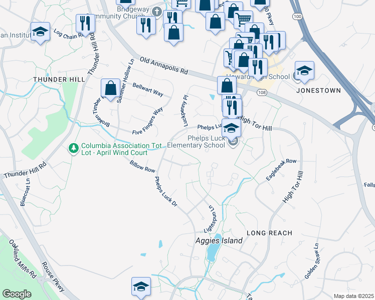 map of restaurants, bars, coffee shops, grocery stores, and more near 5488 Wild Lilac in Columbia