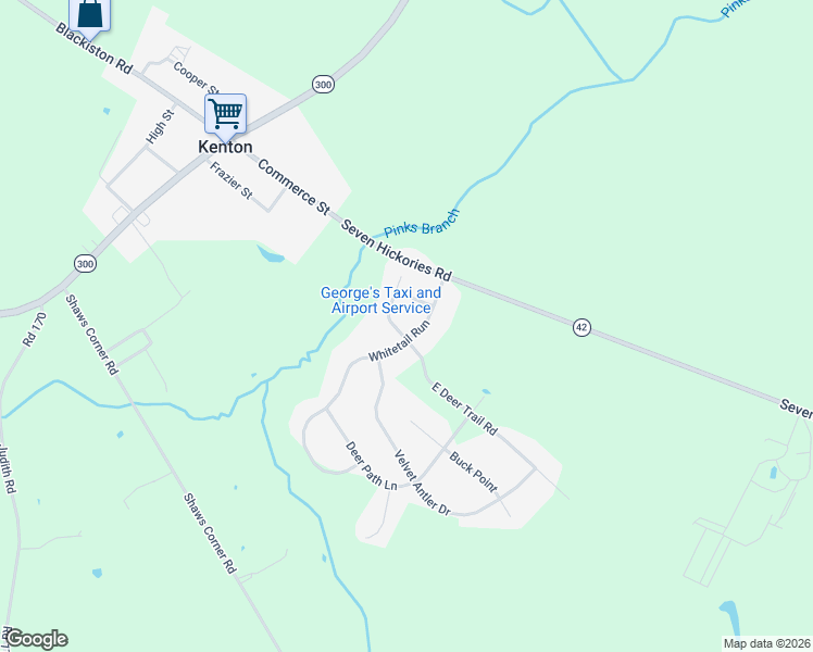 map of restaurants, bars, coffee shops, grocery stores, and more near 152 Whitetail Run in Clayton