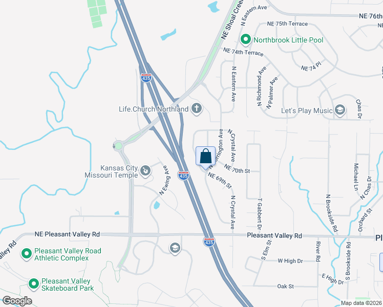 map of restaurants, bars, coffee shops, grocery stores, and more near 7025 North Winchester Avenue in Kansas City