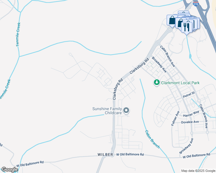 map of restaurants, bars, coffee shops, grocery stores, and more near 14309 Dowitcher Way in Boyds