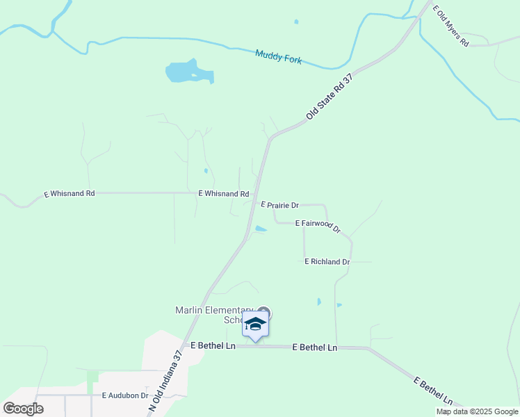 map of restaurants, bars, coffee shops, grocery stores, and more near 1100 East Prairie Drive in Bloomington