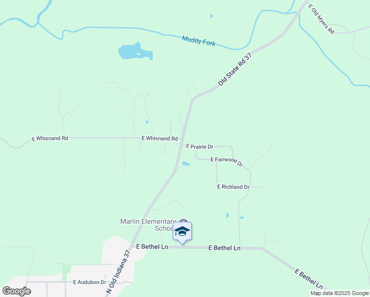 map of restaurants, bars, coffee shops, grocery stores, and more near 1100 East Prairie Drive in Bloomington