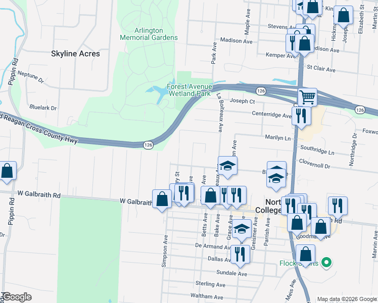 map of restaurants, bars, coffee shops, grocery stores, and more near 7017 Noble Court in Cincinnati