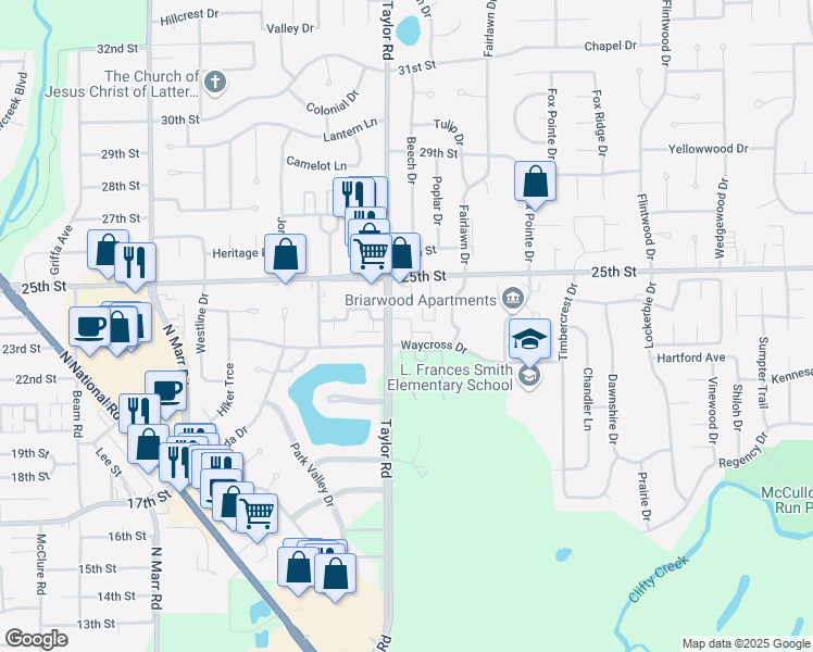 map of restaurants, bars, coffee shops, grocery stores, and more near 2348 Applegate Drive in Columbus
