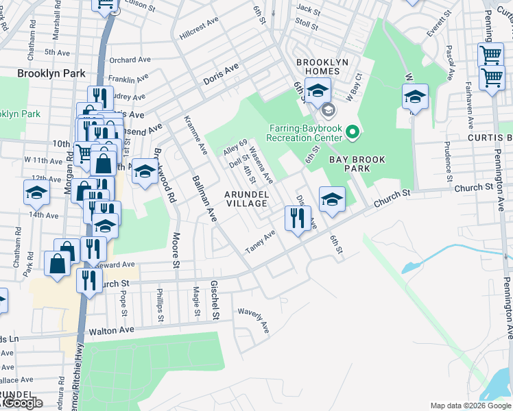 map of restaurants, bars, coffee shops, grocery stores, and more near 5323 Patrick Henry Drive in Baltimore