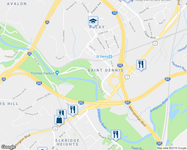map of restaurants, bars, coffee shops, grocery stores, and more near 1812 Sutton Avenue in Halethorpe