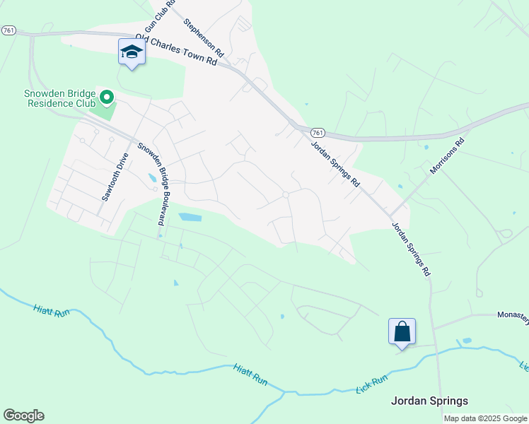 map of restaurants, bars, coffee shops, grocery stores, and more near 111 Churndash Way in Stephenson