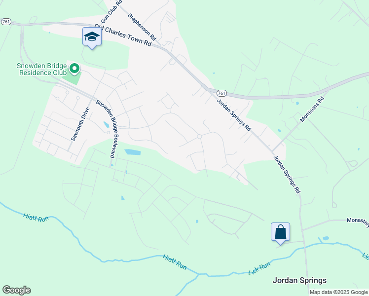 map of restaurants, bars, coffee shops, grocery stores, and more near 111 Churndash Way in Stephenson